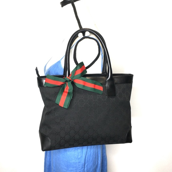 Authentic GUCVI black monogram canvas tote bag - Picture 2 of 16